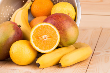 Citrus fruits and bananas