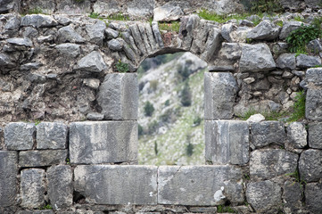 Kotor fortress old stone walls, Montenegro