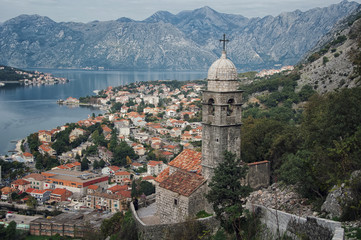 Obraz premium Kotor fortress and Bay. It is a popular summer resort