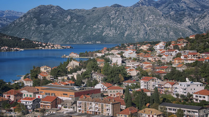 Fototapeta na wymiar Bay of Kotor with wonderful mountains in Adriatic coast