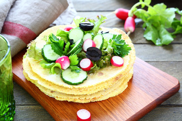 Tasty pita with salad