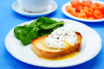 poached egg with salmon and spinach