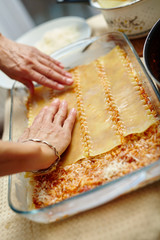 Cooking lasagna at home