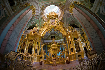 Interior of Peter and Paul cathedral in Saint-Petersburg