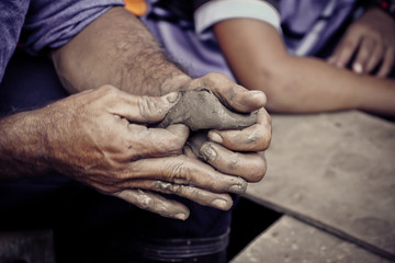 creating an earthen jar on the circle