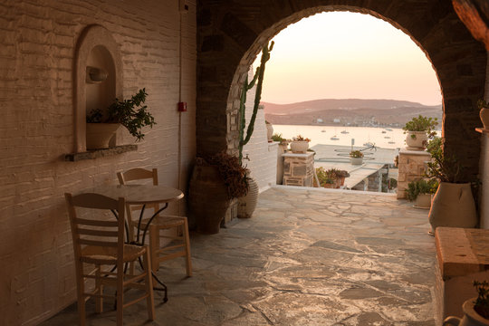 Hall of traditional Greek house on Paros island