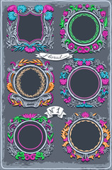 Set of Six Vintage Graphic Colored Garlands