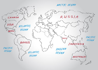 World map. Sketch. Vector illustration.
