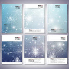 Abstract winter design background with snowflakes. Brochure,