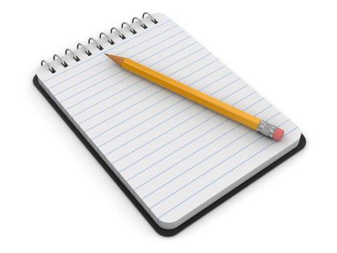 Notepad and Pencil (clipping path included)