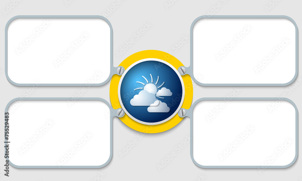 Poster four vector frames for text and sun and clouds