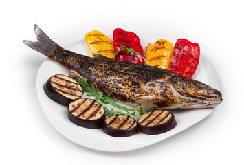 Grilled seabass with vegetables