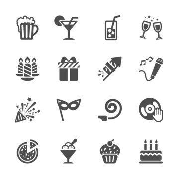 new year party icon set 7, vector eps10