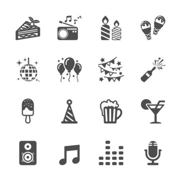 celebration and party icon set, vector eps10