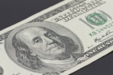 bill of a hundred dollars closeup