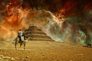 Step pyramid and Carina Nebula (Elements of this image furnished