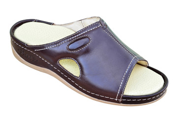 Orthopedic leather sandal with supination