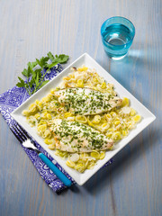 fish fillet with leek salad