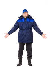 Man in winter work wear.