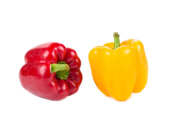 Ripe yellow and red bell peppers.