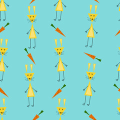 Rabbit with carrot seamless pattern on fabric