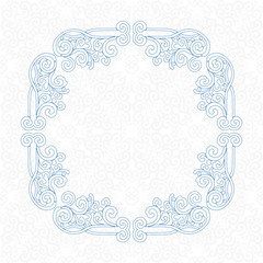 Blue ornament, white background.