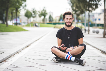 young handsome bearded hipster man