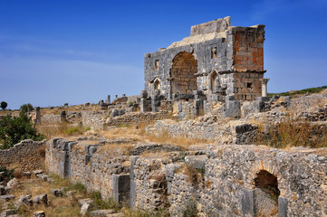 Old roman ruins Volubilis Capitol