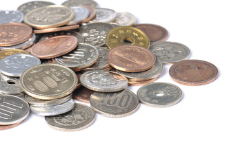 大量の日本円の硬貨