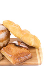 Bread on the wooden board.