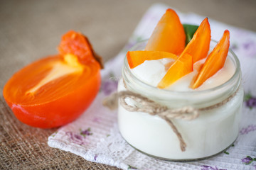 sweet homemade yogurt with persimmons