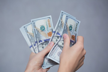 Money in female hands