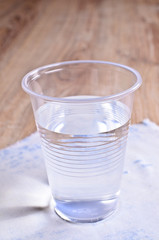 Transparent liquid in a plastic Cup