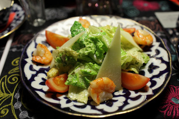 Caesar salad with shrimps