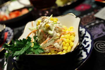Salad with fruit and corn