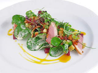 smoked duck with salad
