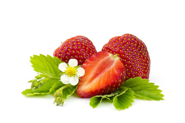 fresh strawberries on white background