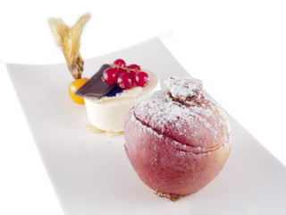 baked apple with marzipan and cinnamon ice cream