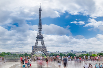 Obraz premium Paris, France. Amazing Eiffel Tower view from Trocadero, long ex