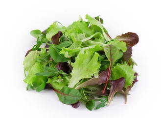 Wandcirkels plexiglas Green and red leaf of lettuce © indigolotos