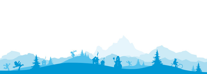 Naklejka premium Winterlandschaft blau