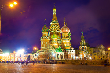 Fototapeta na wymiar St. Basil's Cathedral in Moscow on Red Square. Night lighting