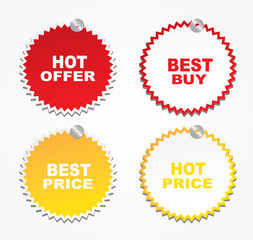 Four shopping stickers on white background