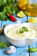 Homemade mayonnnaise.