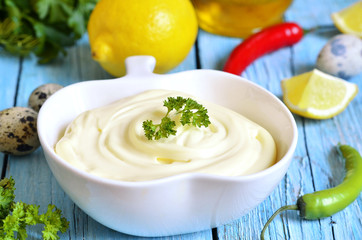 Homemade mayonnnaise.