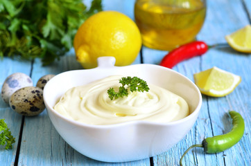 Homemade mayonnnaise.