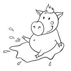 Pig in puddle