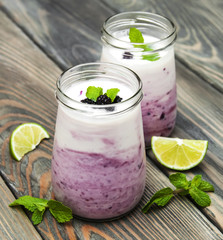 fresh fruit yoghurt with blackberries