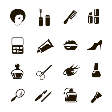 beauty  and make up vector black icons