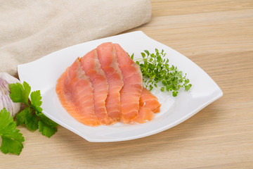 Sliced salmon